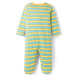 Babyhug Cotton Knit Full Sleeves Front Open Space Theme Printed & Striped Footed Sleep Suits Pack of 3 - Multi Colour