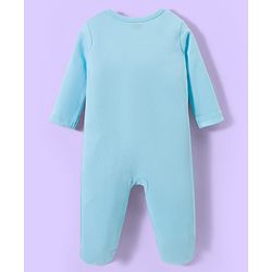 Babyhug Cotton Knit Full Sleeves Footed Sleepsuits With Dino Print Pack Of 3 - Light Blue Black & White