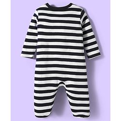 Babyhug Cotton Knit Full Sleeves Footed Sleepsuits With Dino Print Pack Of 3 - Light Blue Black & White