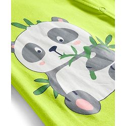 Babyhug Cotton Knit Full Sleeves Footed Sleepsuits With Panda Print Pack Of 3 - Limegreen Light Blue & Aqua