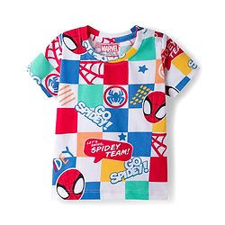 Babyhug Marvel Single Jersey Knit Half Sleeves Co-ords T-Shirt & Shorts Set with Spiderman Graphic - Multicolor