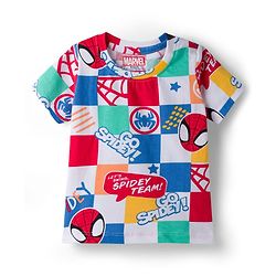 Babyhug Marvel Single Jersey Knit Half Sleeves Co-ords T-Shirt & Shorts Set with Spiderman Graphic - Multicolor