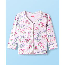 Babyhug 100% Cotton Interlock Knit Jhablas With Floral Print Pack Of 3 - Pink White & Red