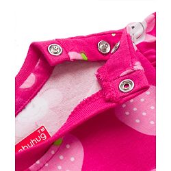 Babyhug Cotton Knit Full Sleeves Co-ord Night Suit With Floral & Strawberry Print - Dark Pink
