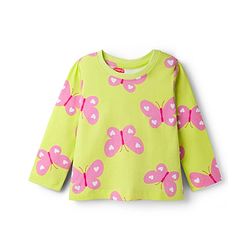 Babyhug Cotton Knit Full Sleeves Co-ord Night Suit With Butterfly Print - Light Green
