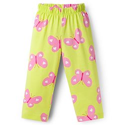 Babyhug Cotton Knit Full Sleeves Co-ord Night Suit With Butterfly Print - Light Green