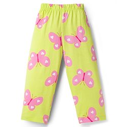 Babyhug Cotton Knit Full Sleeves Co-ord Night Suit With Butterfly Print - Light Green