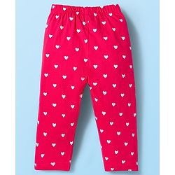 Babyhug Cotton Knit Full Sleeves Night Suit With Cherry & Heart Print - White & Red