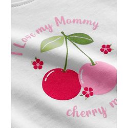 Babyhug Cotton Knit Full Sleeves Night Suit With Cherry & Heart Print - White & Red