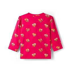 Babyhug 100% Cotton Interlock Knit Jhablas With Floral Print Pack Of 3 - Red Mustard & Cream