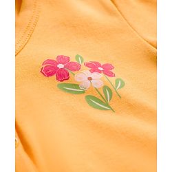 Babyhug 100% Cotton Interlock Knit Jhablas With Floral Print Pack Of 3 - Red Mustard & Cream