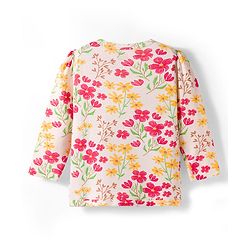 Babyhug 100% Cotton Interlock Knit Jhablas With Floral Print Pack Of 3 - Red Mustard & Cream