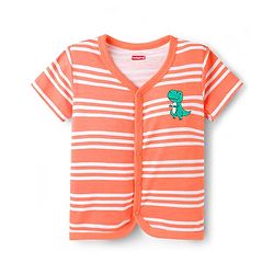Babyhug 100% Cotton Knit Half Sleeves Jhablas With Dino Print Pack of 3 - Peach Light & Navy Blue