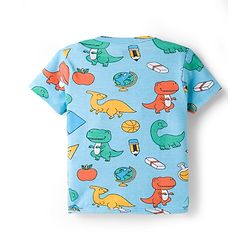 Babyhug 100% Cotton Knit Half Sleeves Jhablas With Dino Print Pack of 3 - Peach Light & Navy Blue