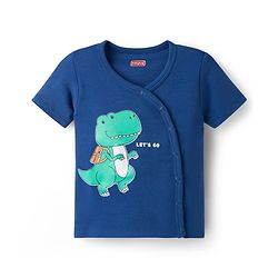 Babyhug 100% Cotton Knit Half Sleeves Jhablas With Dino Print Pack of 3 - Peach Light & Navy Blue