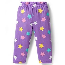 Babyhug Cotton Knit Full Sleeves Night Suit With Unicorn & Star Print - Purple