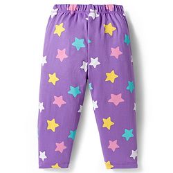 Babyhug Cotton Knit Full Sleeves Night Suit With Unicorn & Star Print - Purple