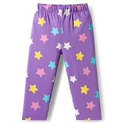 Babyhug Cotton Knit Full Sleeves Night Suit With Unicorn & Star Print - Purple