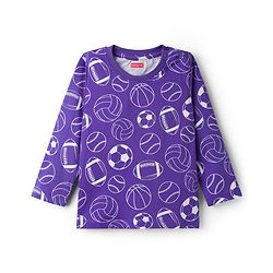 Babyhug Cotton Knit Full Sleeves Co-ord Night Suit With Sports Print - Purple