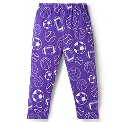 Babyhug Cotton Knit Full Sleeves Co-ord Night Suit With Sports Print - Purple