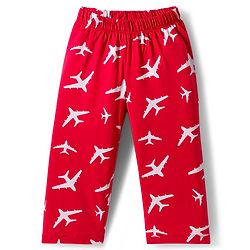 Babyhug Cotton Knit Full Sleeves Co-ord Night Suit With Plane Print - Red