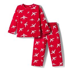 Babyhug Cotton Knit Full Sleeves Co-ord Night Suit With Plane Print - Red