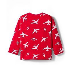 Babyhug Cotton Knit Full Sleeves Co-ord Night Suit With Plane Print - Red