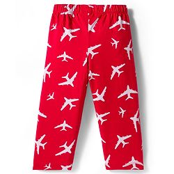 Babyhug Cotton Knit Full Sleeves Co-ord Night Suit With Plane Print - Red