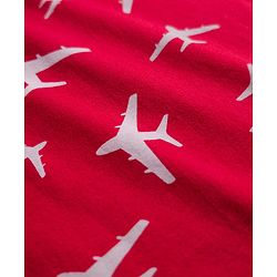 Babyhug Cotton Knit Full Sleeves Co-ord Night Suit With Plane Print - Red