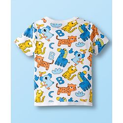 Babyhug 100% Cotton Knit Half Sleeves Jhablas With Animal Print Pack of 3 - Navy Blue & White