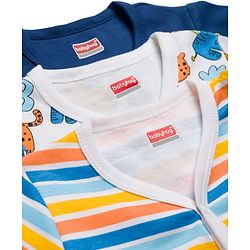Babyhug 100% Cotton Knit Half Sleeves Jhablas With Animal Print Pack of 3 - Navy Blue & White