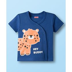 Babyhug 100% Cotton Knit Half Sleeves Jhablas With Animal Print Pack of 3 - Navy Blue & White