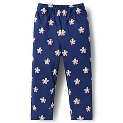 Babyhug Cotton Knit Full Sleeves Night Suit With Floral Print - Navy Blue