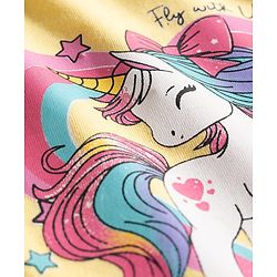 Babyhug Cotton Knit Full Sleeves Night Suit With Unicorn Print - Yellow