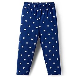 Babyhug Cotton Knit Full Sleeves Night Suit With Rainbow & Heart Print - Navy Blue