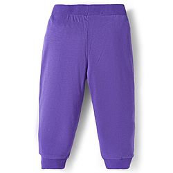 Babyhug Cotton Knit Full Length Lounge Pants With Heart Butterfly & Floral Print Pack of 3 - Purple Yellow & White