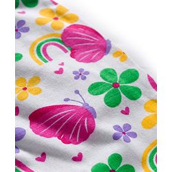 Babyhug Cotton Knit Full Length Lounge Pants With Heart Butterfly & Floral Print Pack of 3 - Purple Yellow & White
