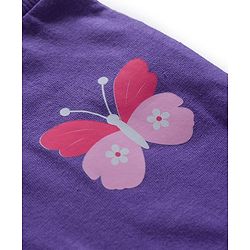 Babyhug Cotton Knit Full Length Lounge Pants With Heart Butterfly & Floral Print Pack of 3 - Purple Yellow & White