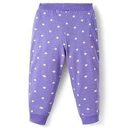Babyhug Cotton Knit Full Length Lounge Pants With Heart & Polka Dot Print Pack of 3 - Pink Purple & White