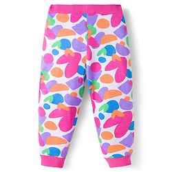 Babyhug Cotton Knit Full Length Lounge Pants With Heart & Polka Dot Print Pack of 3 - Pink Purple & White