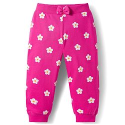 Babyhug Cotton Knit Full Length Lounge Pants With Floral & Bunny Print Pack of 3 - Navy Blue Pink & Yellow