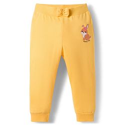 Babyhug Cotton Knit Full Length Lounge Pants With Floral & Bunny Print Pack of 3 - Navy Blue Pink & Yellow