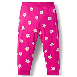 Babyhug Cotton Knit Full Length Lounge Pants With Floral & Bunny Print Pack of 3 - Navy Blue Pink & Yellow