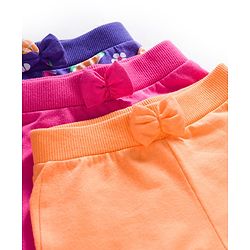 Babyhug Cotton Knit Full Length Lounge Pants With Fruit Print Pack of 3 - Dark Pink Orange & Navy Blue