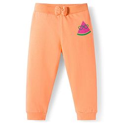 Babyhug Cotton Knit Full Length Lounge Pants With Fruit Print Pack of 3 - Dark Pink Orange & Navy Blue