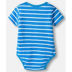 Babyhug 100% Cotton Knit Half Sleeves Striped & Sea Animals Printed Onesies Pack of 3 - Red Blue & White