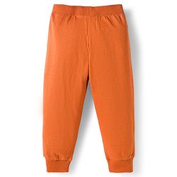 Babyhug Cotton Knit Full Length Lounge Pants With Text & Dino Print Pack of 3 - Orange Brown & Green
