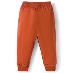 Babyhug Cotton Knit Full Length Lounge Pants With Text & Dino Print Pack of 3 - Orange Brown & Green