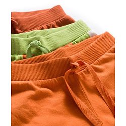 Babyhug Cotton Knit Full Length Lounge Pants With Text & Dino Print Pack of 3 - Orange Brown & Green