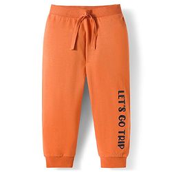 Babyhug Cotton Knit Full Length Lounge Pants With Text & Dino Print Pack of 3 - Orange Brown & Green